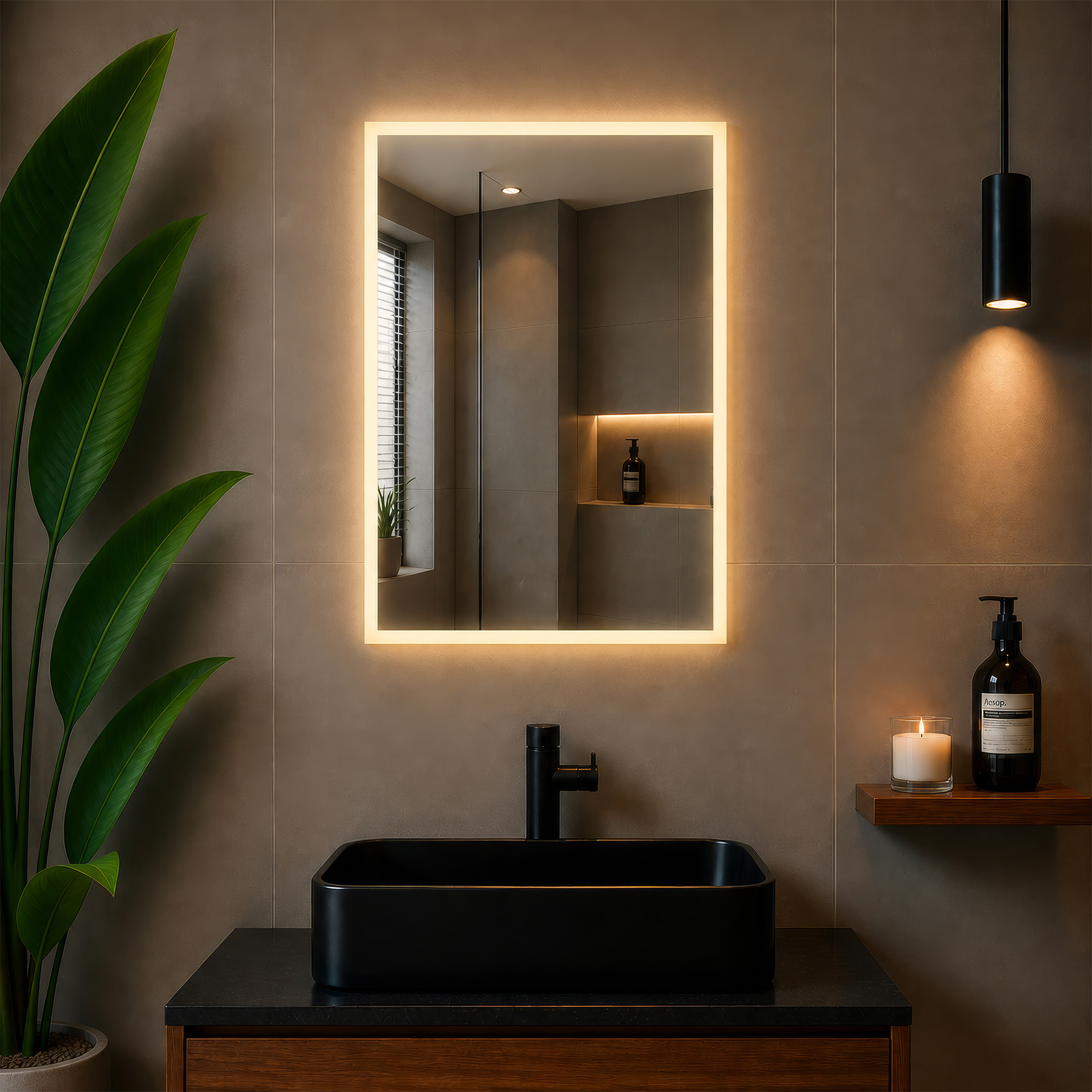 REC-SND-TS-AF-DL_0002_likya1 LED Işıklı Dikdörtgen Banyo Aynası - Görsel 1