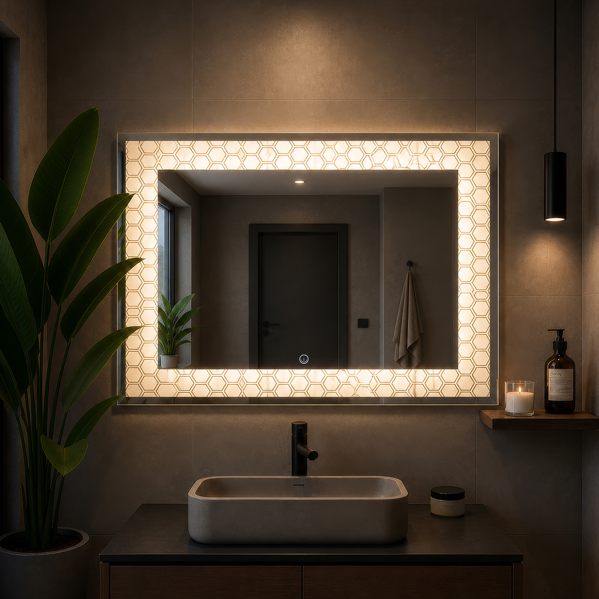 assos (3) Dokunmatik LED Işıklı Dikdörtgen Banyo Aynası - Görsel 1