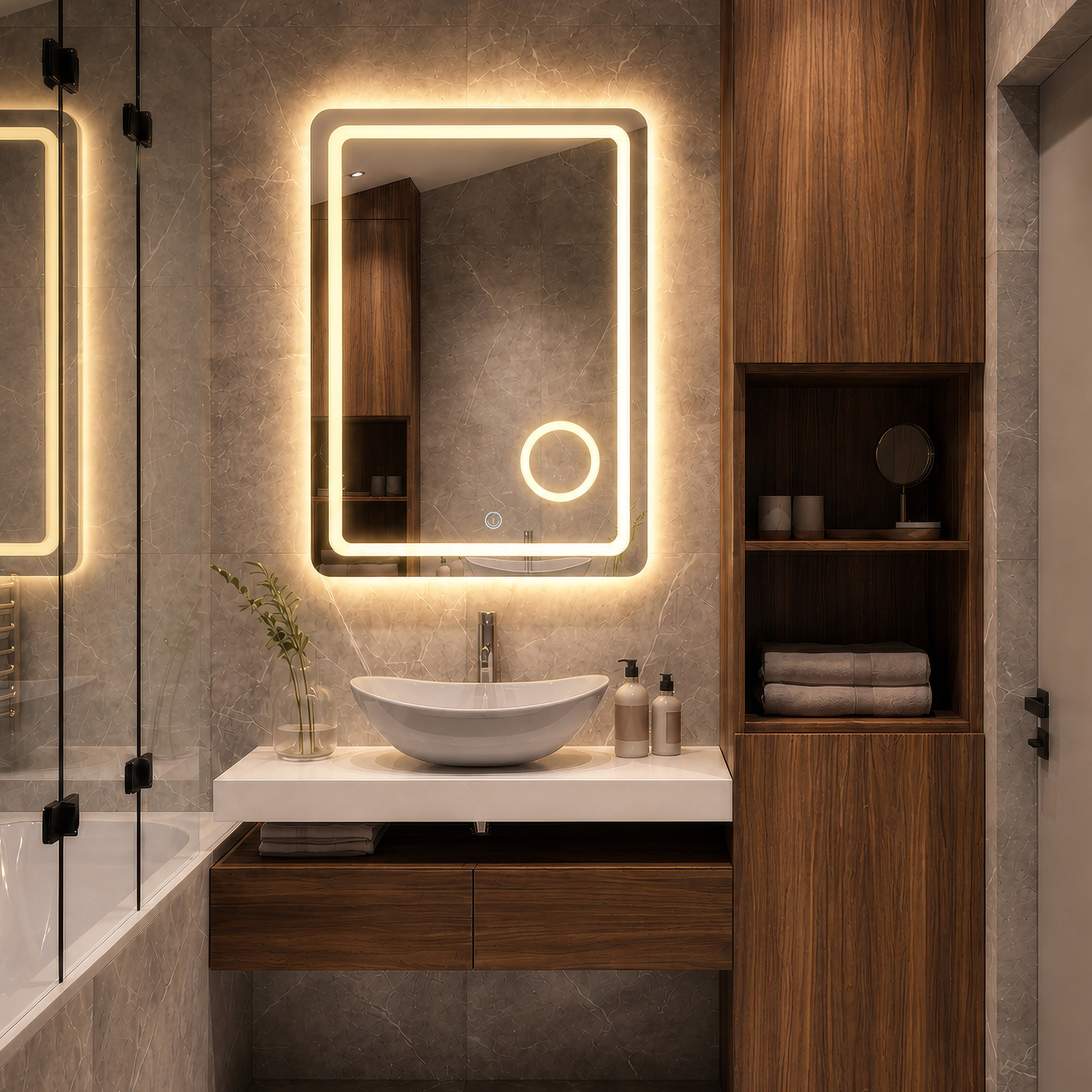 efes (1) Dokunmatik LED Işıklı Dikdörtgen Banyo Aynası - Görsel 1