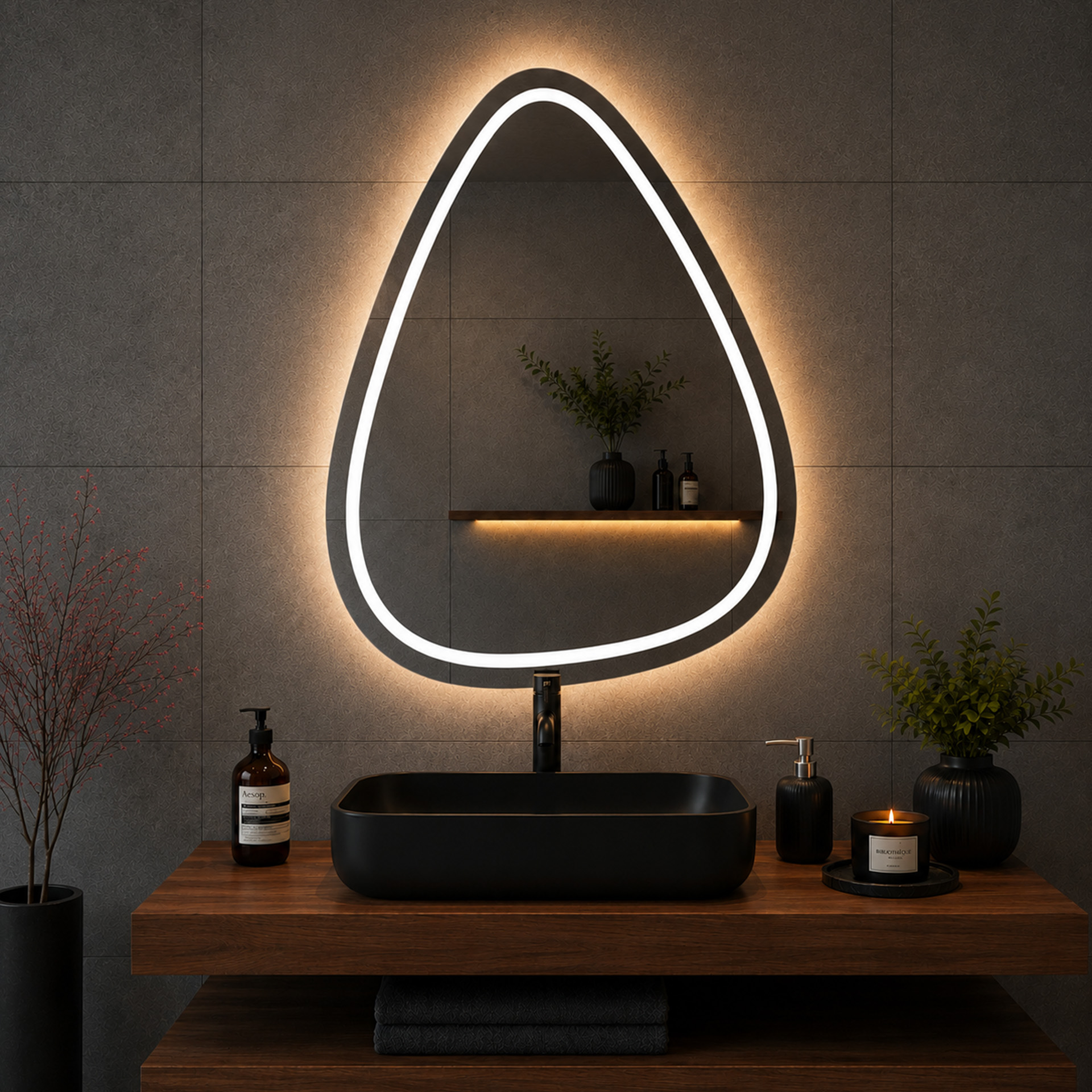 Başlıksız-2_0000_Mira tuşsuz2 LED Işıklı Asimetrik Banyo Aynası - Görsel 1